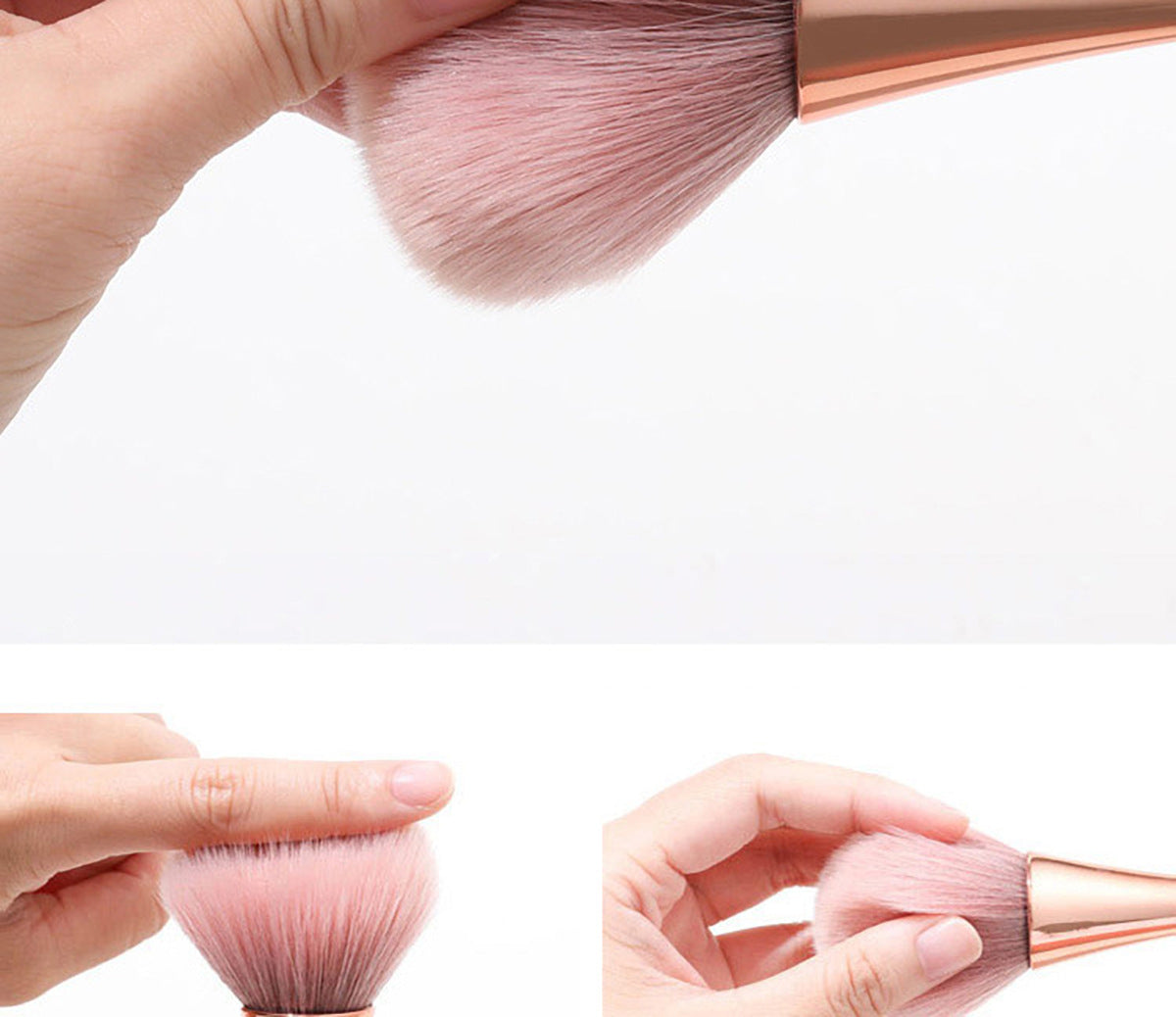 ローズゴールド フェイスブラシ 大型パウダー＆チークブラシ プロ仕様 メイクツール - brushy