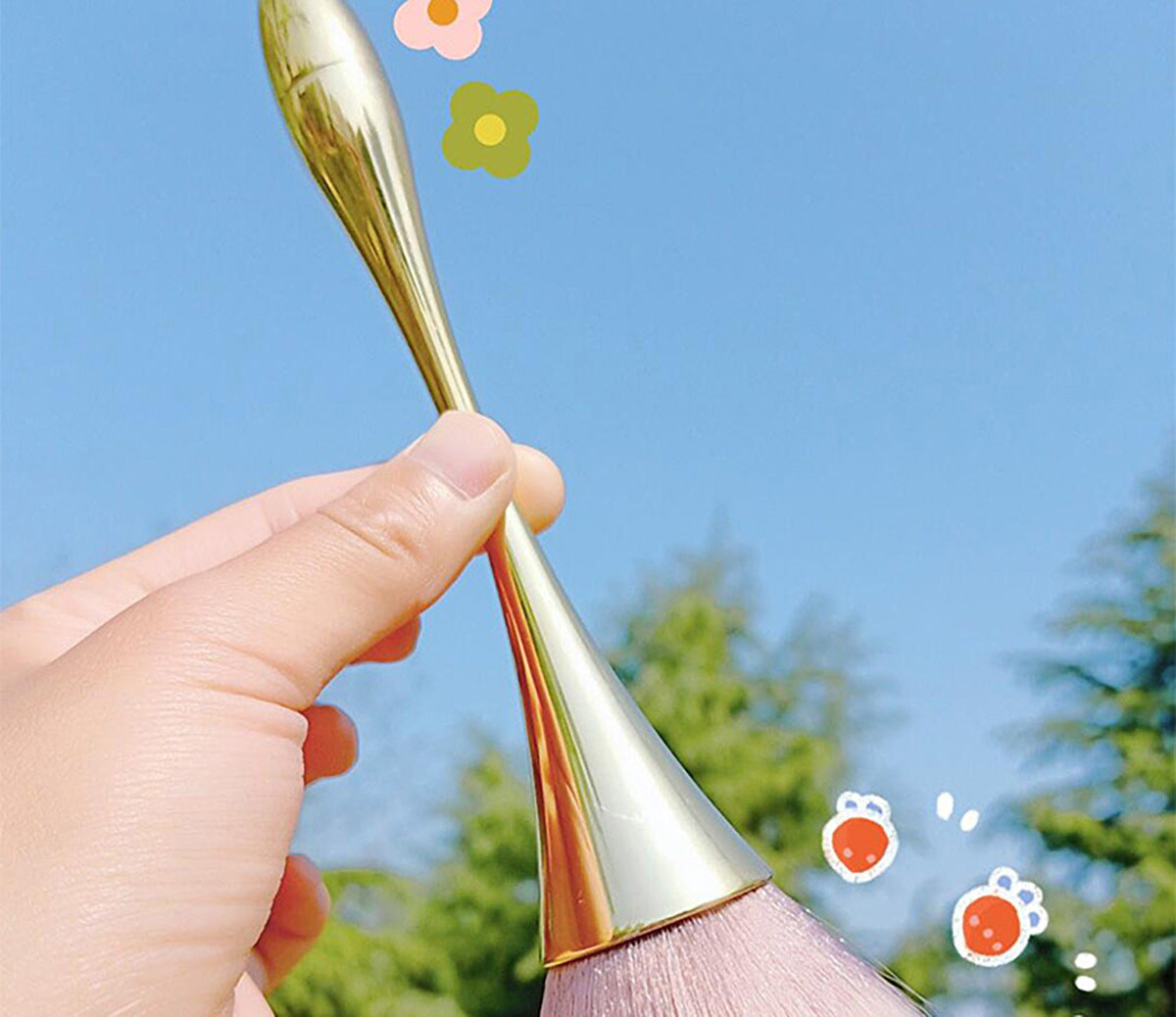 ローズゴールド フェイスブラシ 大型パウダー＆チークブラシ プロ仕様 メイクツール - brushy