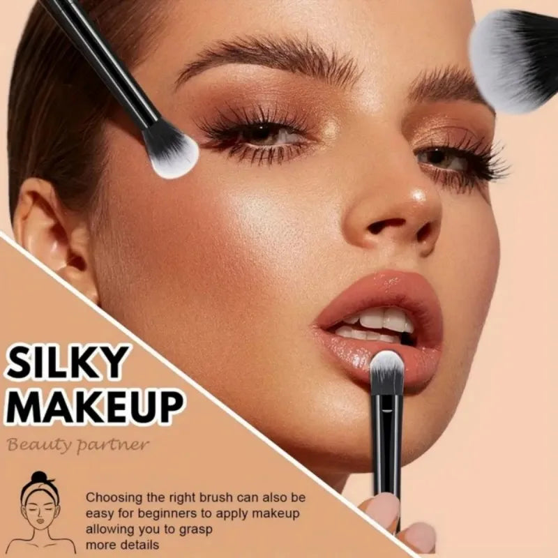 ブラックメイクブラシ9本セット＋ビューティーエッグ付き｜全肌質対応・アルコールフリー・やわらか極細毛 - brushy