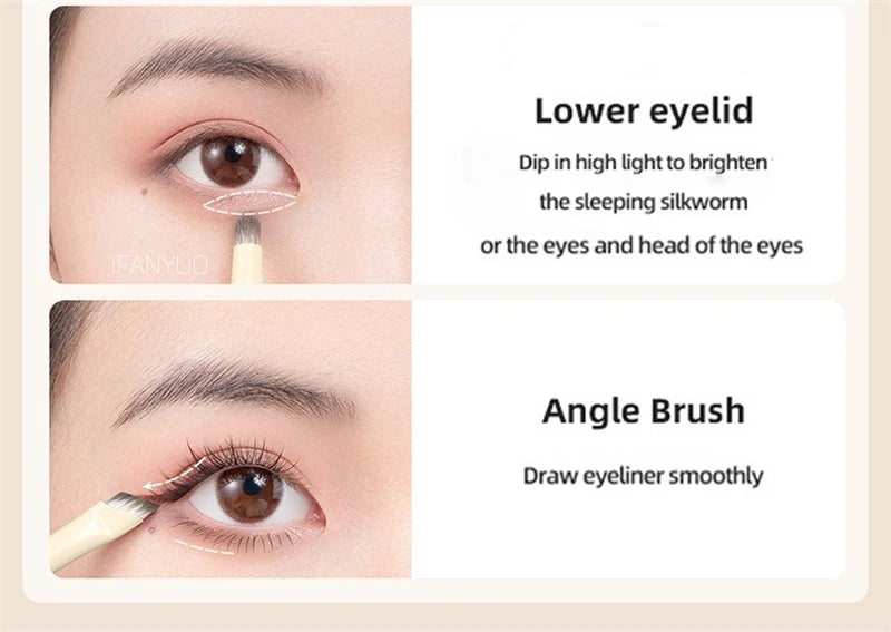 ナチュラル アイメイクブラシセット（5／6／8／10本入り） 超やわらかホワイト毛 アイシャドウ＆アイライナーブラシ - brushy