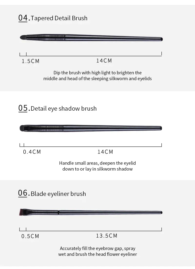 2本／6本入り アイメイクブラシセット プロ仕様のやわらかブラシ（アイシャドウ／アイライナー／アイブロウ対応） フェイシャルビューティー コスメツール - brushy