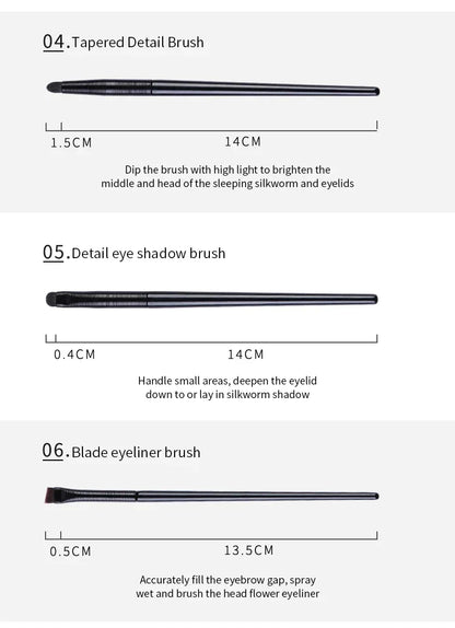 2本／6本入り アイメイクブラシセット プロ仕様のやわらかブラシ（アイシャドウ／アイライナー／アイブロウ対応） フェイシャルビューティー コスメツール - brushy